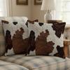 Western Throw Pillow Covers 18x18,Rustic Cow Print Pillows,Western Room Decor Brown Throw Pillows Covers for Counch Sofa Living Room