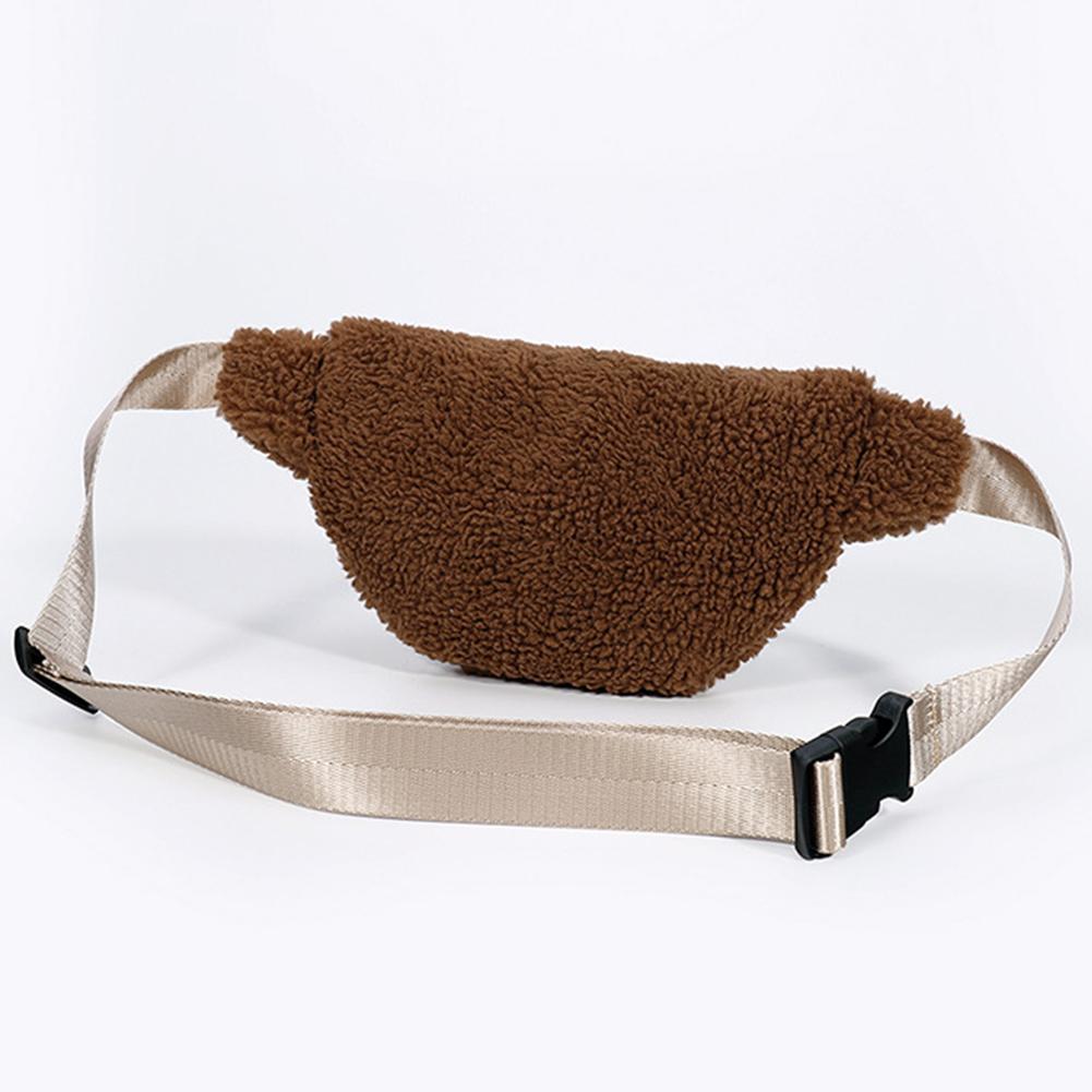 Unisex Fuzzy Crossbody Bag Zipper Closure Solid Shoulder Bag Multifunctional Soft Foldable Lightweight Autumn Winter Daily Bag