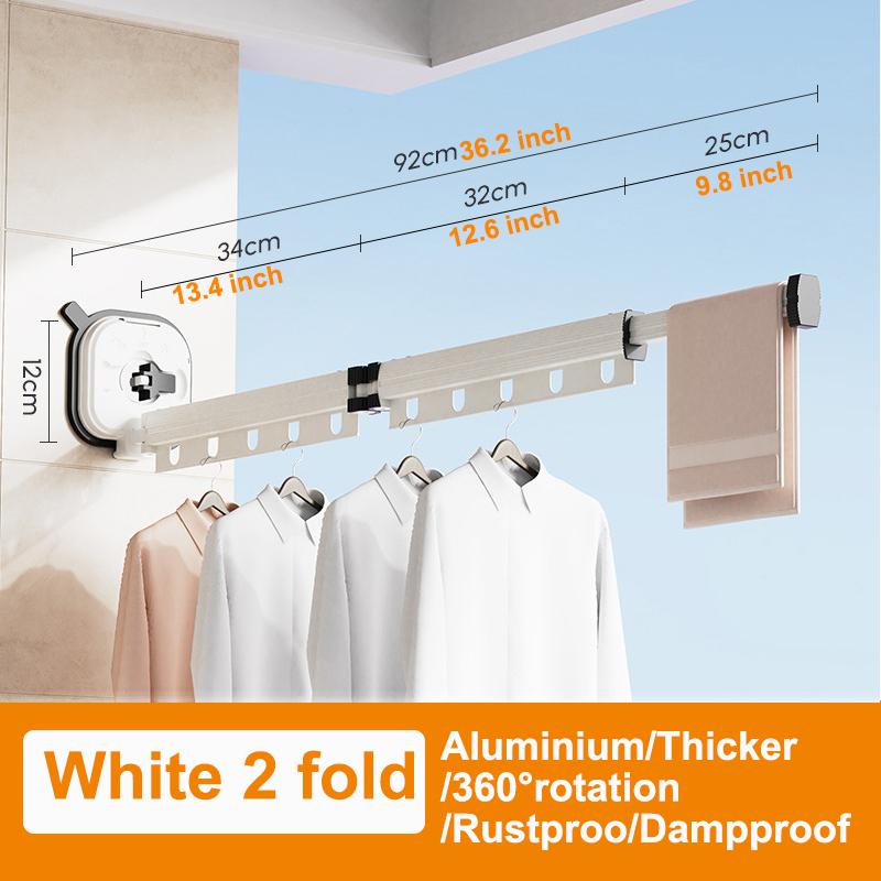 Suction Wall Mount Clothes Drying Rack Folding Space Saving Laundry Drying Rack Retractable Dry Racks Wall Mounted