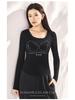 Women's Tencel Bamboo Fiber Long Sleeve Base Shirt with Chest Pad - Autumn/Winter Slimming Top