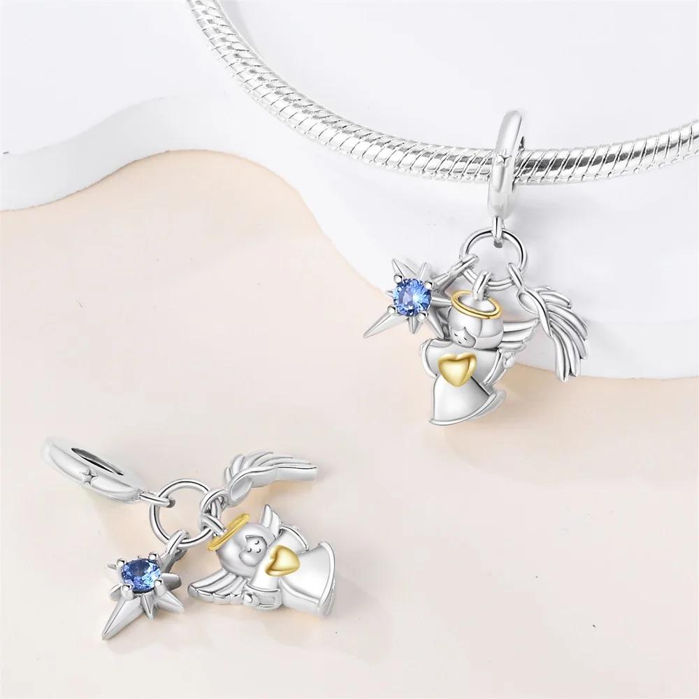 Copper Angel God Religion Series Pendant Charms Heart Bead Diy Fit Original Charm Bracelet For Women Diy Fine Jewelry Gifts