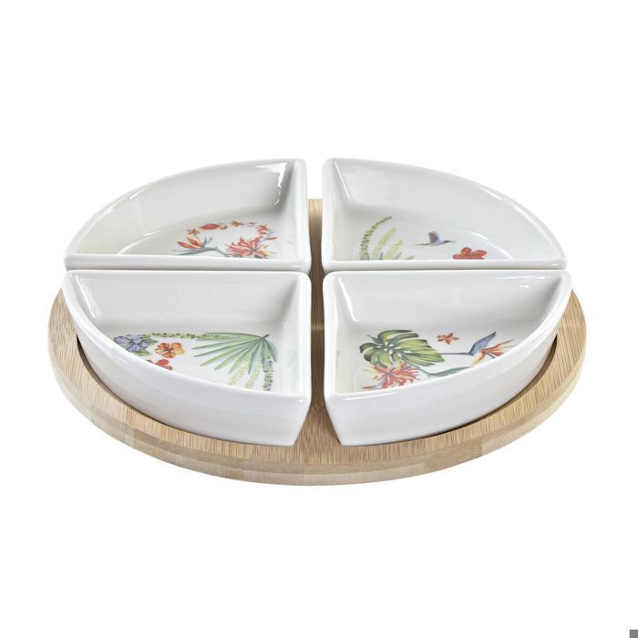 Ensemble vaisselle - DKD Home Decor - Bambou - Blanc - Multicouleur - Naturel