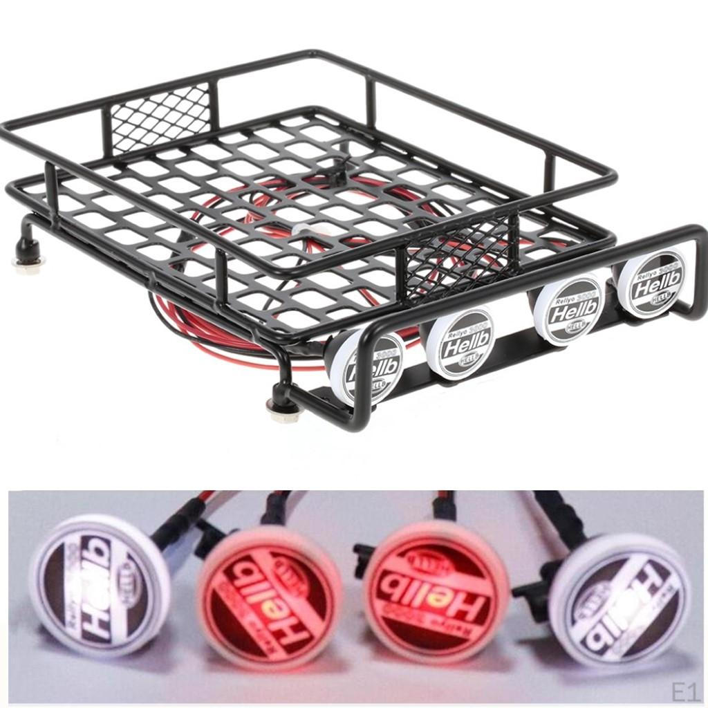 170*110*40mm Metal Roof Rack W/ Round LED Light & Lampshade For 1/10 RC Car
