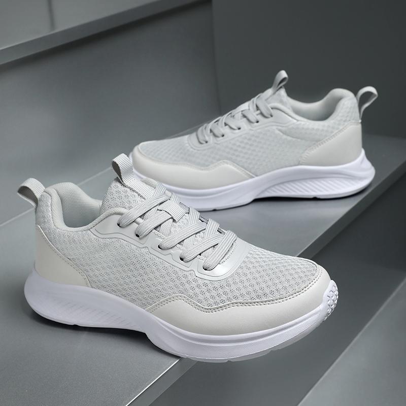 Men Breathable Mesh Running Shoes Black Thick Soled Sports Anti Slip Cushioning Walking Shoe Lightweight Fitness Training Shoes