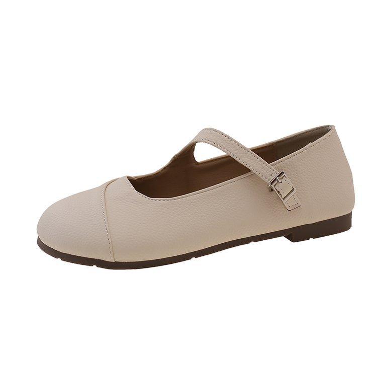 

[youshilai] 2025 autumn new small leather shoes, shallow thick heels with skirts, one-word buckle straps, single shoes for women 40