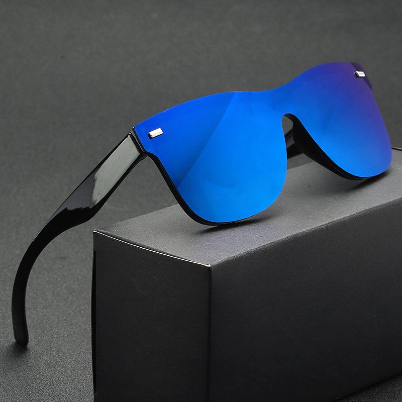 New Joined Body Large Frame Square Sunglasses Men Women Multi Color Reflective Fashion Sun Glasses Travel Eyewear