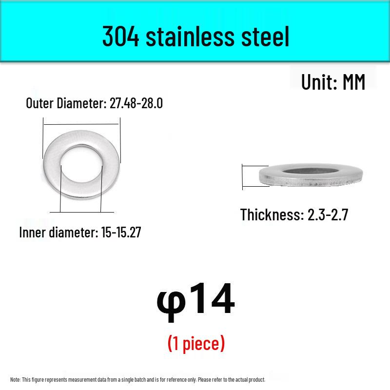 Stainless Steel 304/316 Flat Washers, M1.6-M48 Standard Sizes