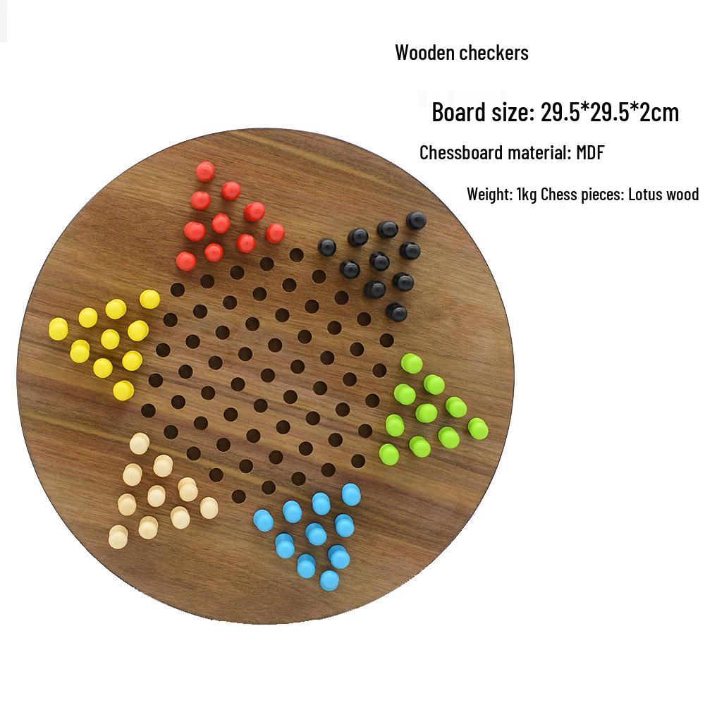 Checker Glass Marbles Wooden Tabletop Game, Chess, Card Game, Competitive Puzzle Toy with Drawer-style Storage.