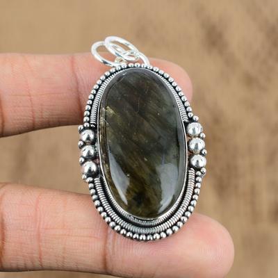 Přírodní Labradorit Narozeniny Svatba Ručně vyráběný Přívěsek Šperk Sterlingové Stříbro