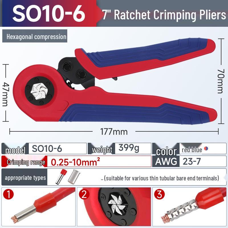 Electrician's Quad-Sided Crimping Pliers for Cold Press Copper and Wire Lugs, Terminals.