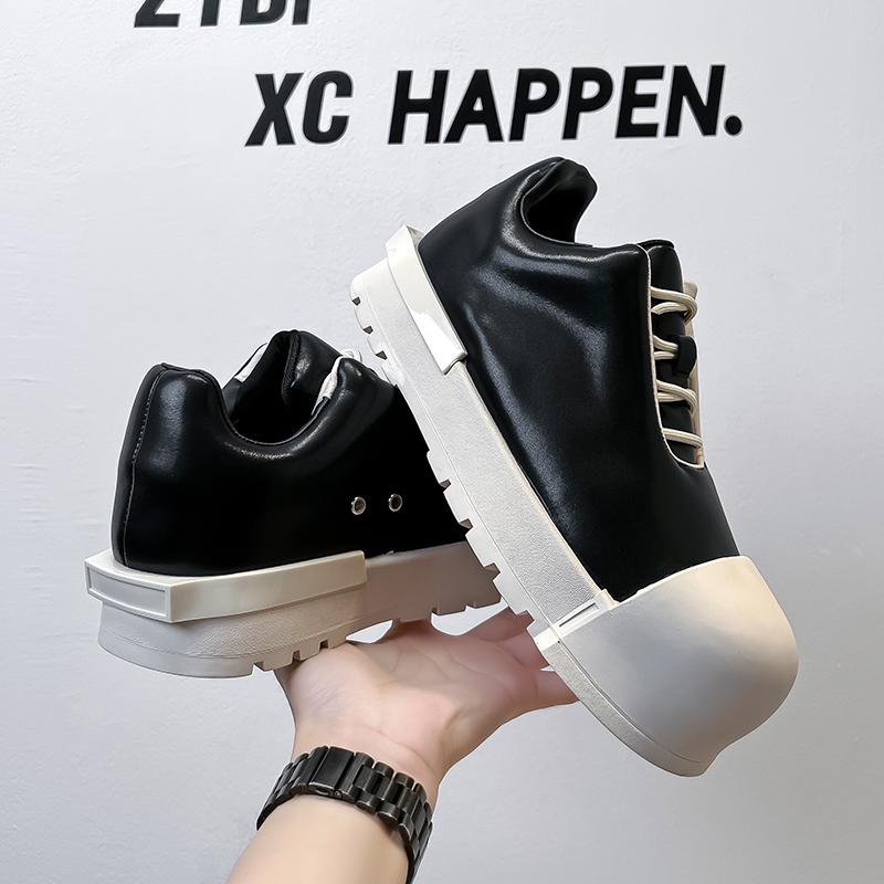 Fashion British Style Man Outdoor Walking Sneakers Thick Bottom Antiskid Genuine Leather Board Shoe Fashion Casual Elevator Driving Shoe