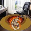 1pc Flaming Tiger Circle Office Round Area Rug, Under Office Chairs Bedroom Living Room Home Decor, Room Deco, Available in Various Sizes