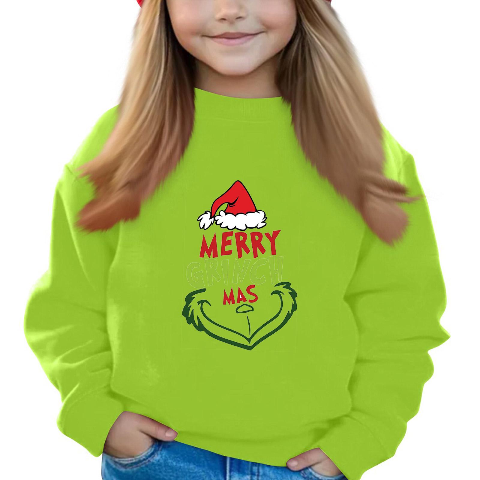 

Рождественские пуловеры с круглым вырезом для девочек, детские топы с принтом 160