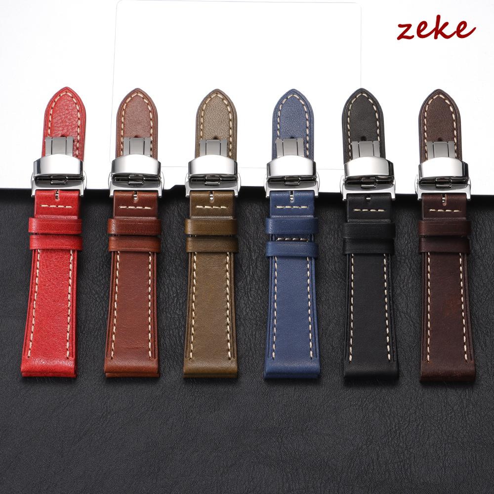 18mm 20mm 22mm Cowhide Watch Strap for Rolex for Seiko Quick Release Wrist Band Butterfly Buckle Leather Bracelet Accessories