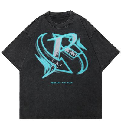 2024 Streetwear Letters Graphic Unisex T-Shirt Cotton Washed Black Tshirt Unisex Tops Tees Summer Short Sleeves T Shirt