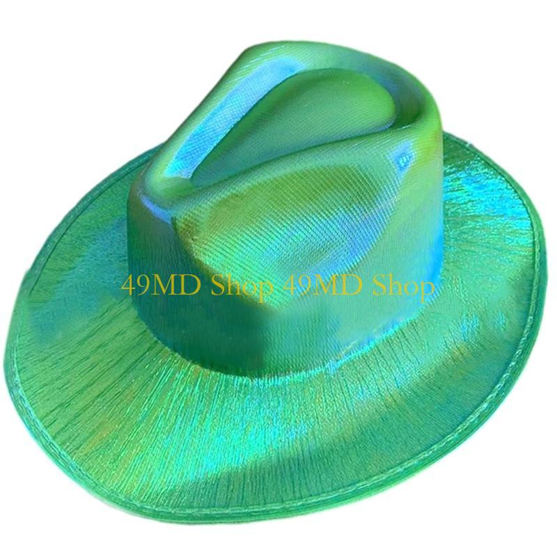 

49MD StPatrick Day Celebration Green Sequins Hat Festival Theme Party Fedora Hat Shamrock Top Hat Irish National Day Headwear