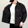 Men Autumn Jacket Pocket Long Sleeves Solid Color Loose Single-breasted Warm Cardigan