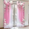 2 Stück - Rosa floral - Bedruckte Vorhänge, geeignet für Heimdekoration in Schlafzimmern und Wohnzimmern