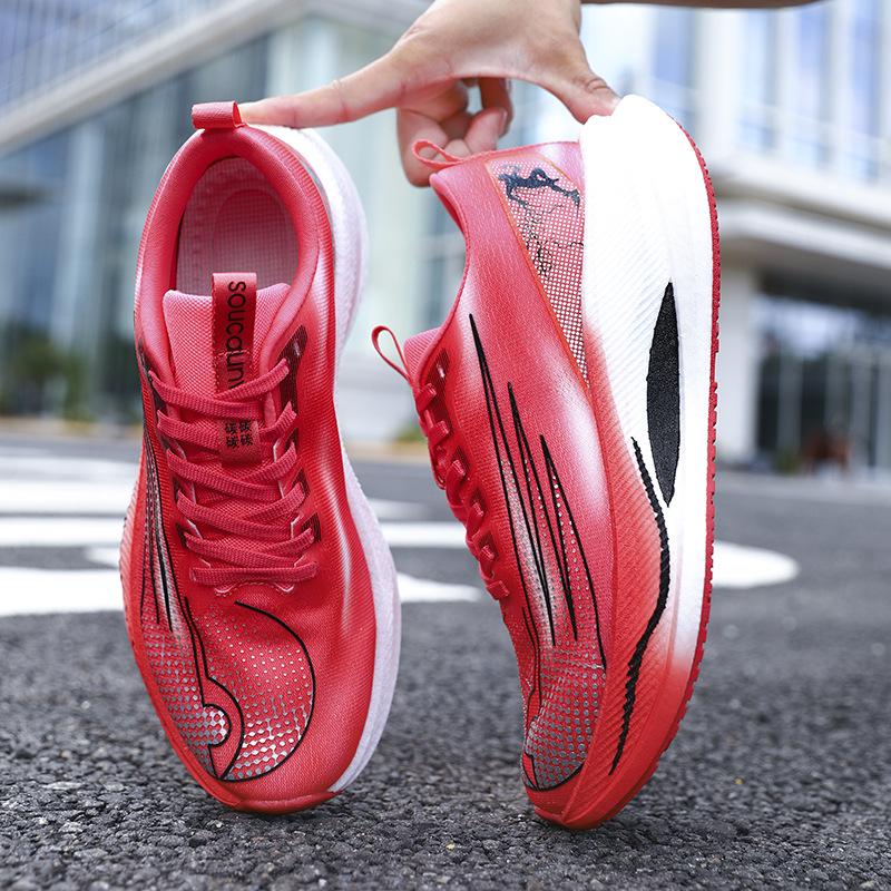 Youth Autumn Running Shoes, Primary and Secondary School Students Mesh Carbon Plate Real Explosion Shock Absorption Sports Non-slip Running Shoe