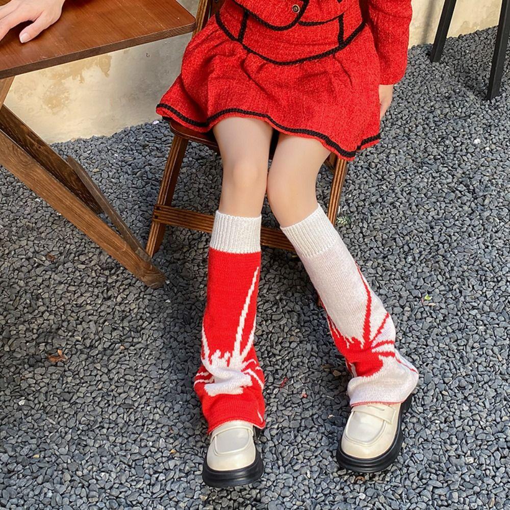 Spider Knitted Leg Warmers Heart Lolita Boots Cover Fashion Bow Leg Socks  Student