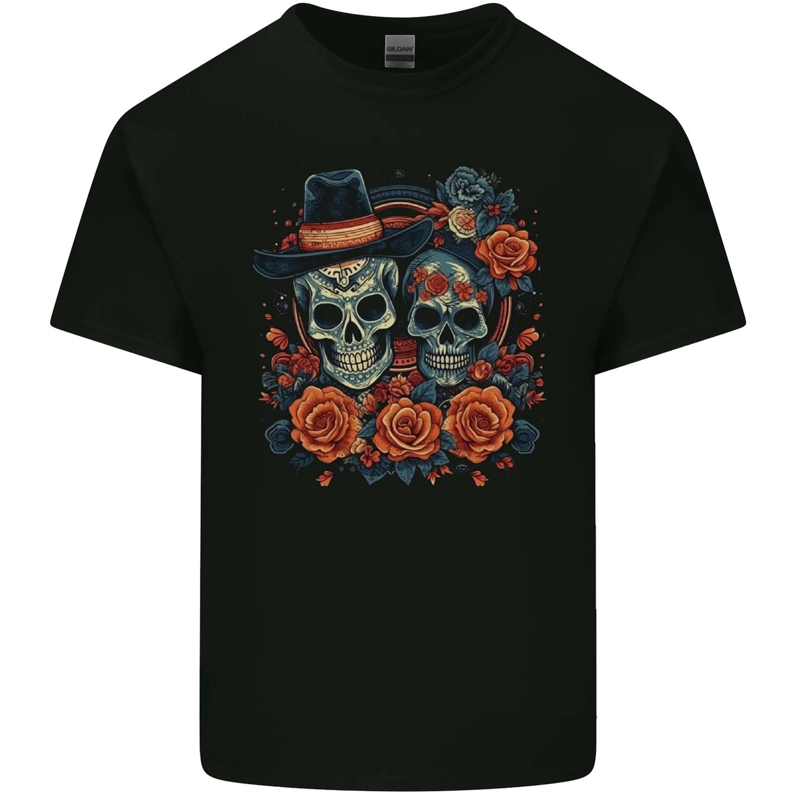 Day of the Dead Sugar Skull Love Couple Kids T-Shirt Childrens 3XL