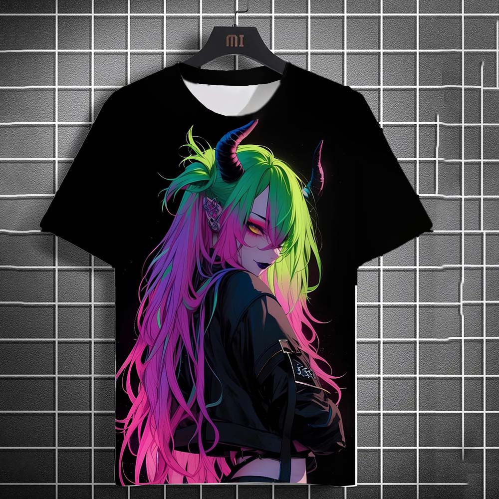 Cartoon Tattoo Girl Pattern Men's T-Shirt 3d Printed Oversized Sweatshirt For Men Bad Girl Harajuku Top Short Sleeve T Shirts