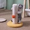 Compact Cat Climbing Frame Small Size but Fully Functional Sisal Scratching Post with Teasing Ball for Limited Home Space