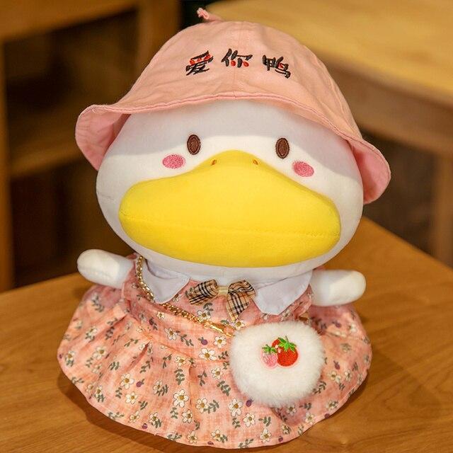 1pc 33cm Kawaii Duck With Clothes Plush Toys Multiple Styles Cute Dressing Duck Pillow Stuffed Dolls For Kids Girl Xmas Gift