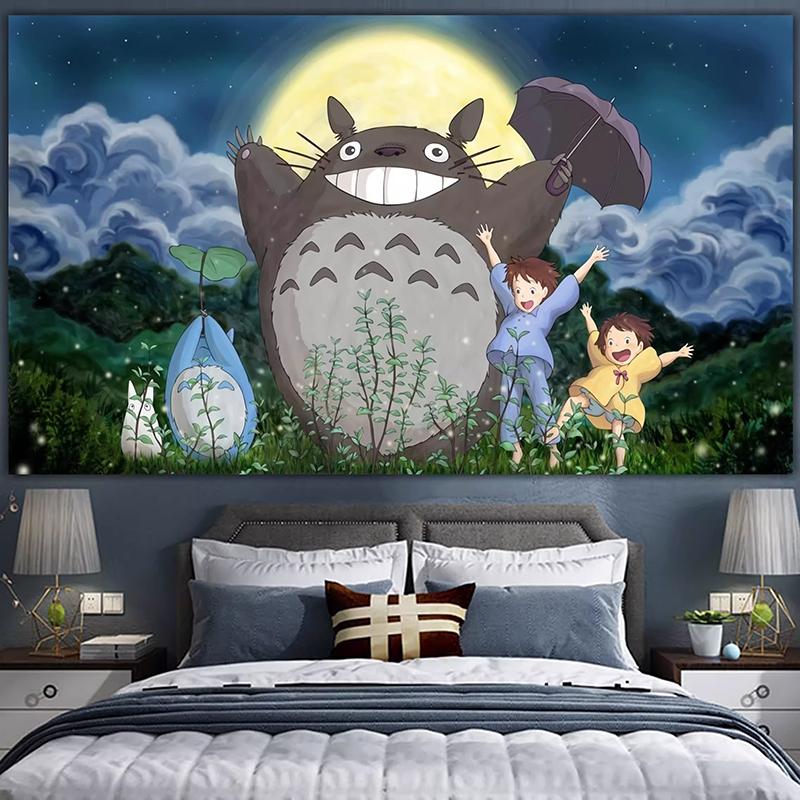 

Hayao Miyazaki Totoro Background Cloth Ins Hanging Cloth Anime Hanging Paint Wall Bedhead Tapestry Room Dormitory Wall Cloth 74x94cm(29x37in)