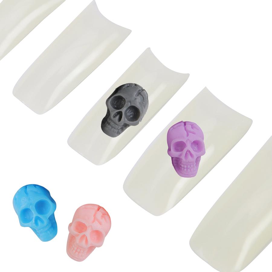 10/30/50/100Pcs Resin Skull Nail Art Charms Flatback Beads, Punk Halloween Party Nail Decoration