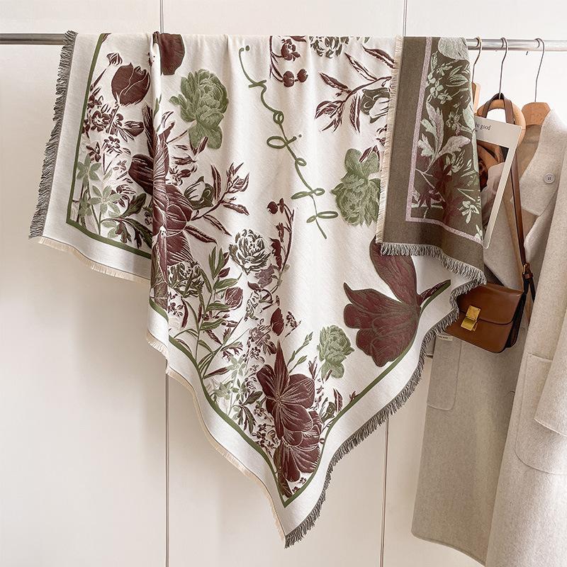 

Принт ирисов Ретро Свежая Мода Элегантный Женский Имитация Кашемира Теплый Шарф Шаль для Кондиционера 130-130cm зелёный