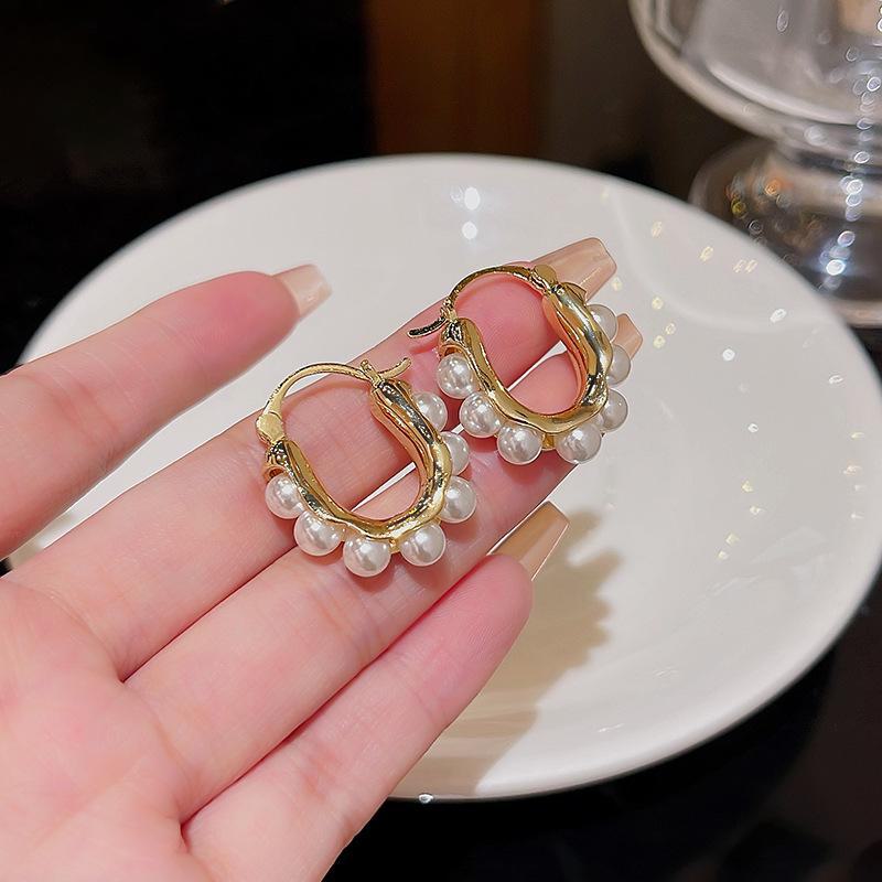 

Жемчужные модные корейские серьги класса люкс для женщин A533 золотой