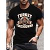 Plus Size Men's Summer T-shirt, Football TURKEY AND TOUCHDOWNS Graphic Print Short Sleeve Tees Trend Casual Tops For Daily Life, Big & Tall Guys