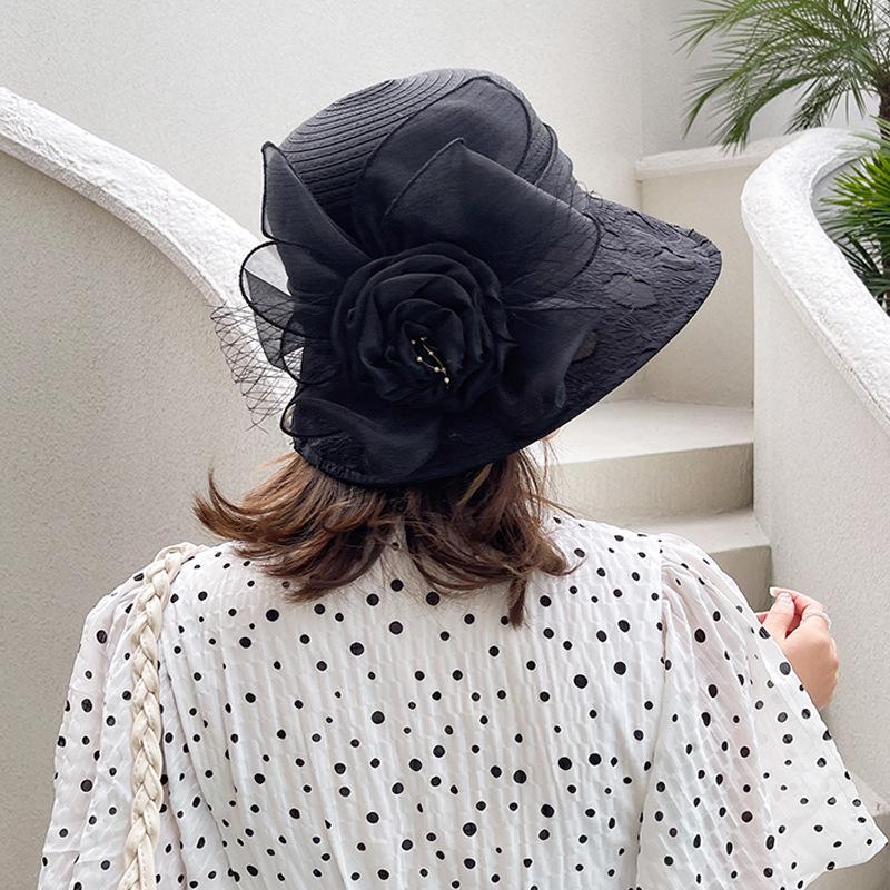 New Hat For Women In Summer, Fashionable And Versatile, Retro Organza, Small Coastal Sun Protection Hat, Sun Visor Hat