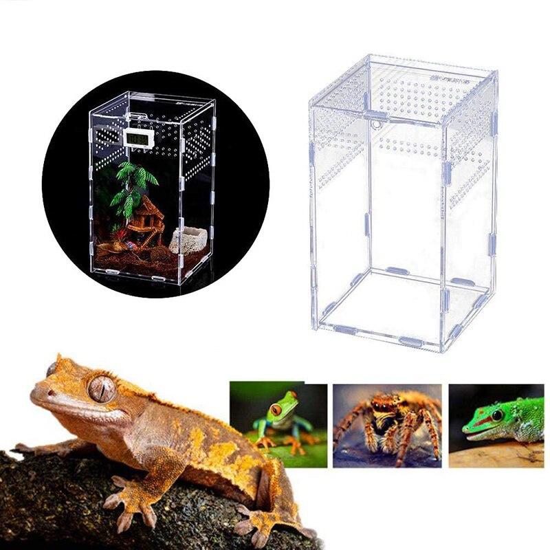 Transparent Acrylic Reptile Breeding Box 5 Size Structure Plate Insect Breathable Terrarium for Garden Cultivate Insect Breeding