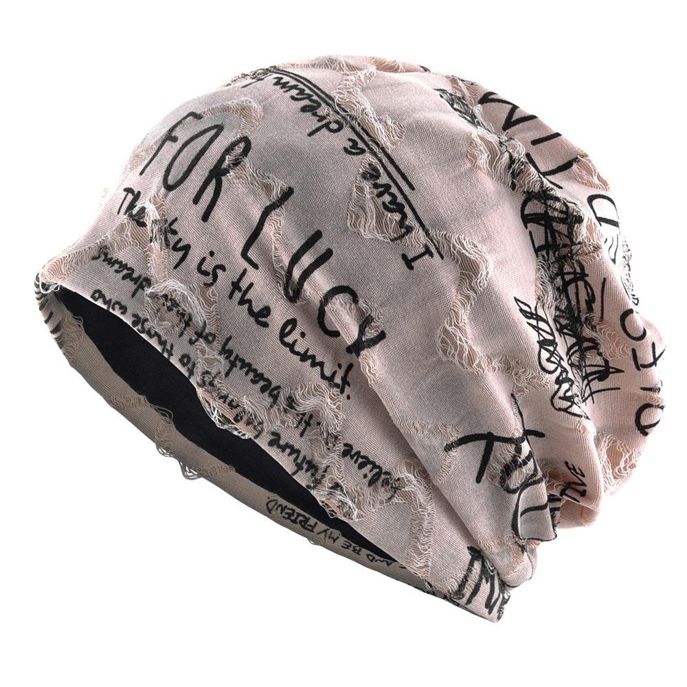 Thin Bonnet Letter Print Beanie Loose Style Hip Hop Beanies Fashion Pullover Hat  Unisex Wear