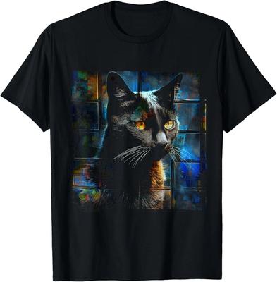 Katt Kunstverk Fantasy - Kjæledyr Dyrekunst Katt T-skjorte for Menn Kvinner