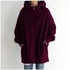Autumn and Winter New Personality Street Zipper Hooded Long Plus Velvet Sweater