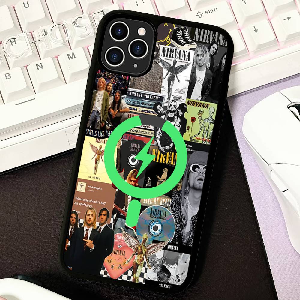 Rock Classic N-Nirvana Band Magnetic Wireless Phone Case For IPhone 17 16 15 14 13 12 11 Pro Max For Magsafe Cover