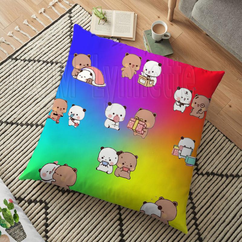Mléko a mocha páry Panda Bear Bubu Dudu Povlak na polštář Hodový polštář Domácí Dekorativní čtvercový tisk Polštář Polštář na pohovku 45CM