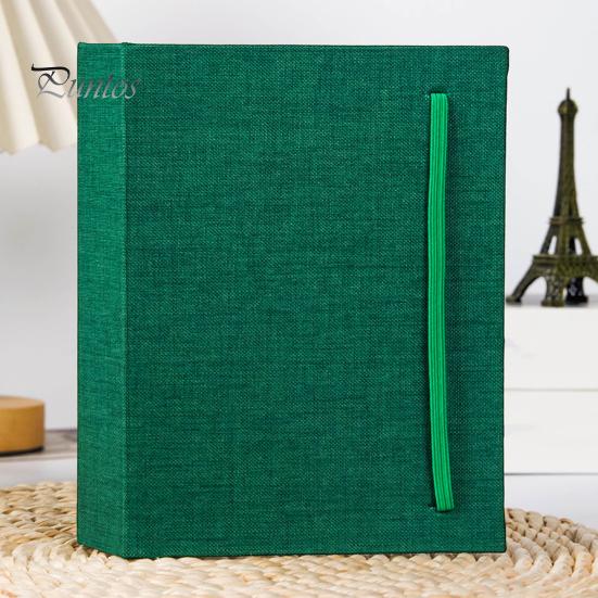 Linen Photo Album Fabric with 208 Pockets Slip-in Picture Albums Cover Memory Family Storage Book Front Window for Anniversary Vacation Wedding