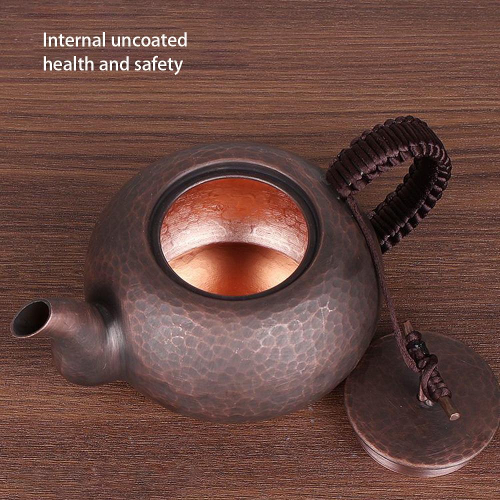 Chinese retro style red copper teapot, Handmade pure copper tea kettle, Health wellness tea set, Home boiling water pot, 450ml