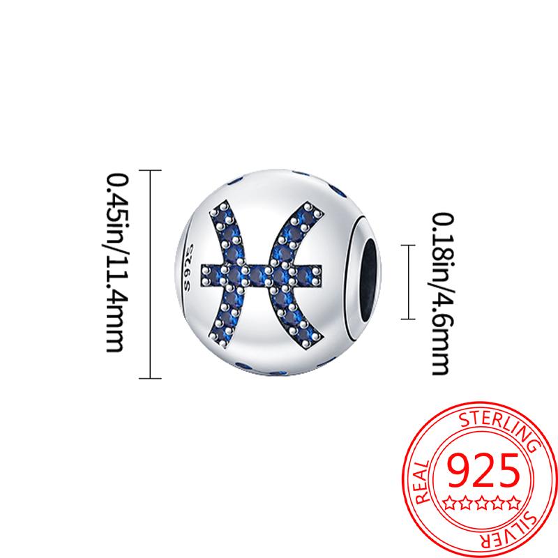 White Zircon Twelve Zodiac Signs Simple Authentic Original Copper Metal Charm Bead Components Gemini Virgo Bead Components Compatible With Bracelet