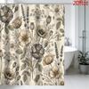 Eleganter Blumiger Botanischer Duschvorhang Polyester Wasserdicht Badezimmer Dekor Vorhang Wasserdicht Vintage Natur Design