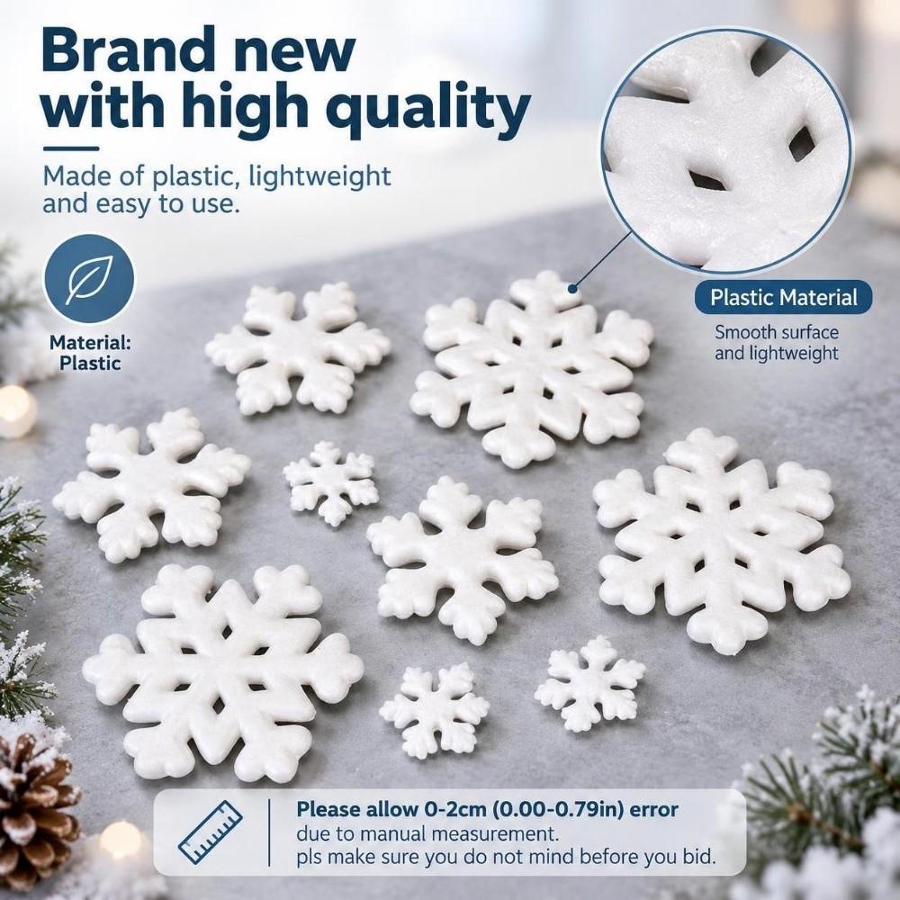 5/10pcs/Pack Foam White Snowflakes Plastic Window Decorations  For Christmas Party Decor