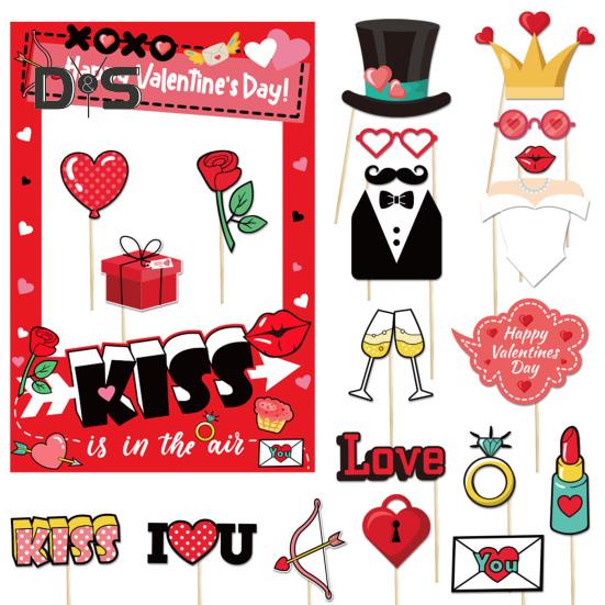 

Рамка для фотобудки на День святого Валентина, фотобудка для вечеринки, рамка для селфи с сердечками, поцелуями, розами, реквизит для дня рождения, годовщины Sets