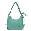 Niche design drawstring pleated bag solid color light and cute versatile shoulder bag