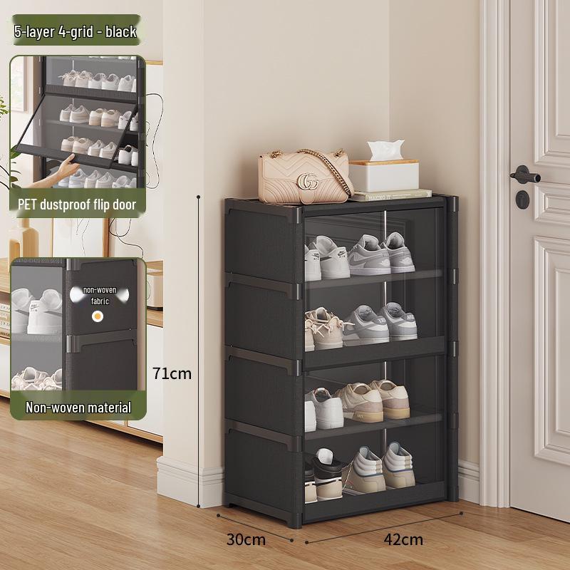 Sturdy Multi-layer Shoe Rack with Dustproof Transparent Shelves, Ideal for Home or Dorm.