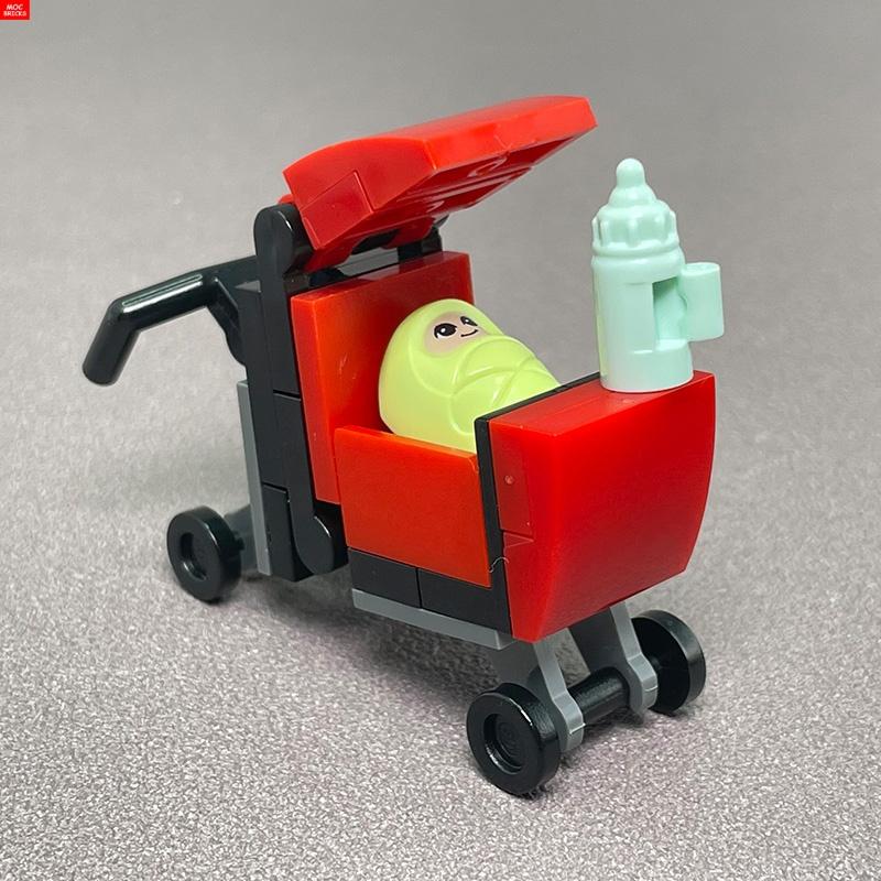 MOC Bausteine Baby Kinderwagen Kinderwagen Flaschenhalter Bildungsbausteine Kinder Mädchen Spielzeug Geschenk