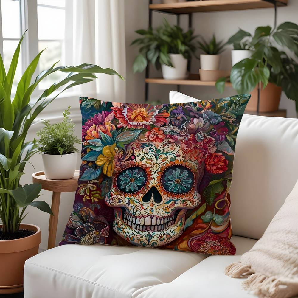 Day Of The Dead Pillow Case Plush Fabric Soft Pillowcase Double Sided Print Cushion Cover Household Gifts